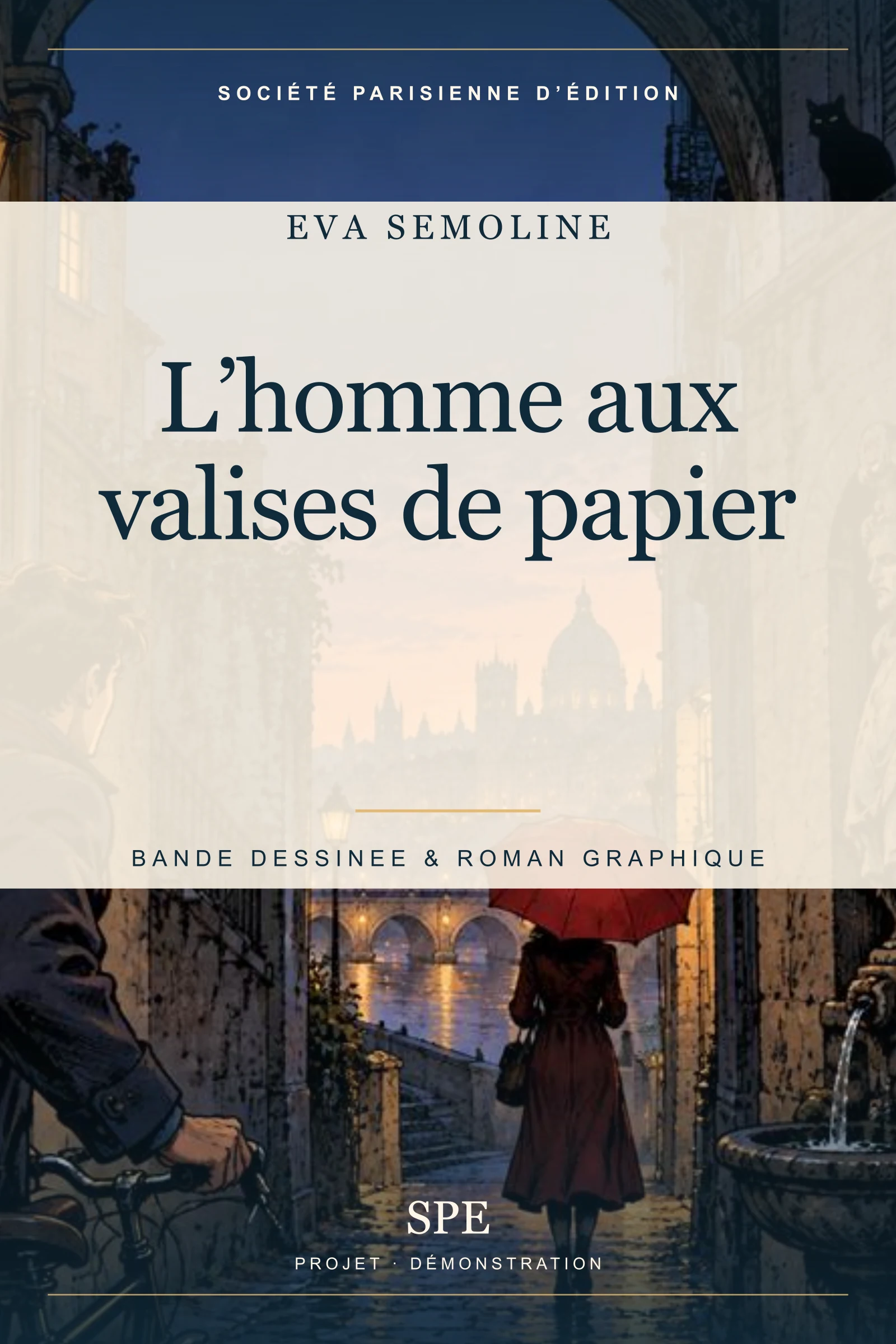 Couverture fictive : L’homme aux valises de papier