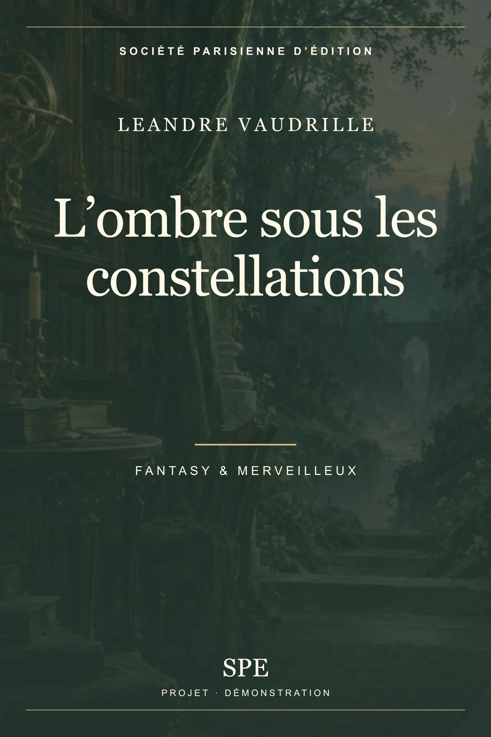 Couverture fictive : L’ombre sous les constellations