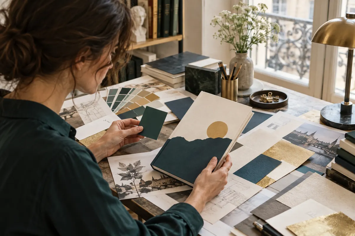 Choix de papiers et de couleurs pour une couverture