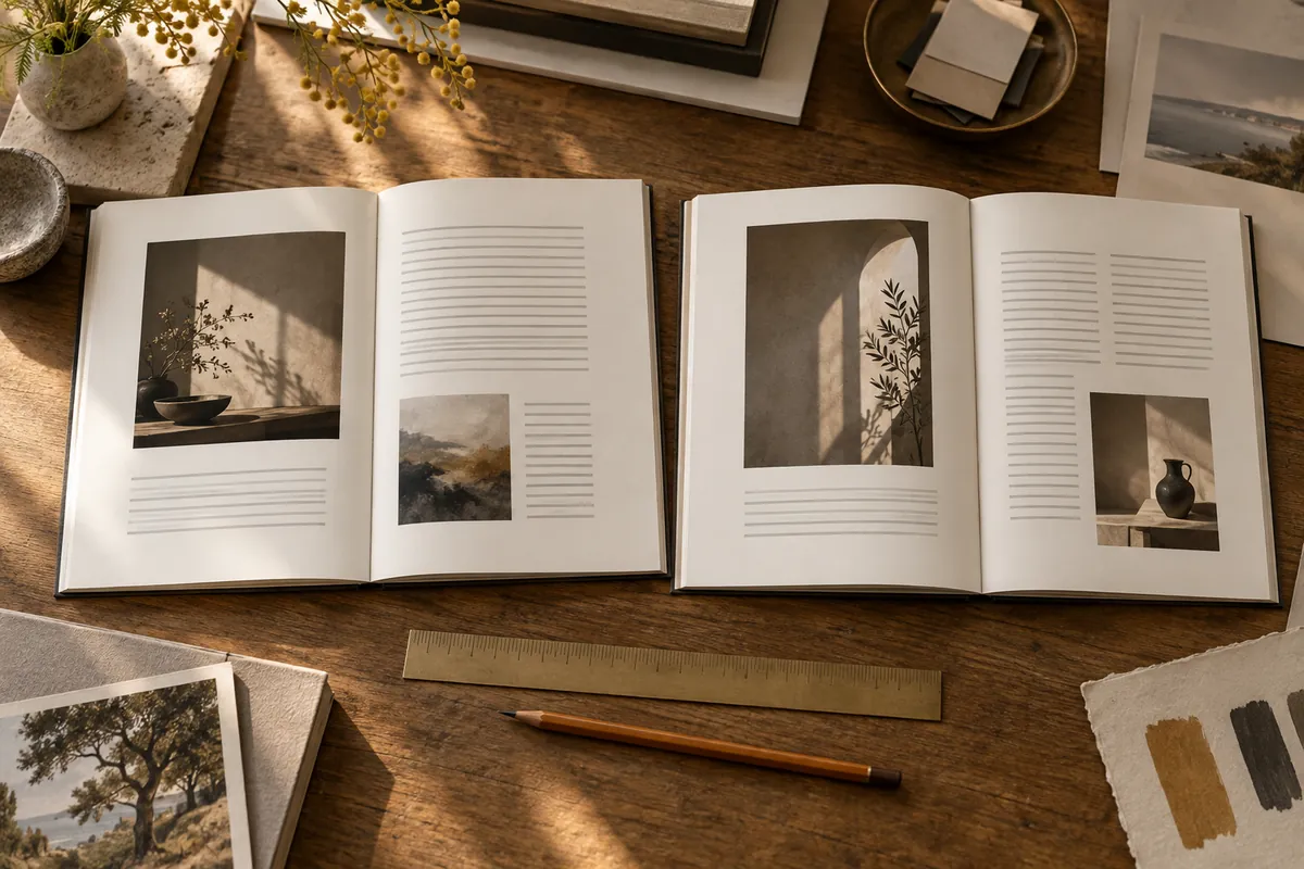 Illustration de deux doubles pages aux mises en page différentes